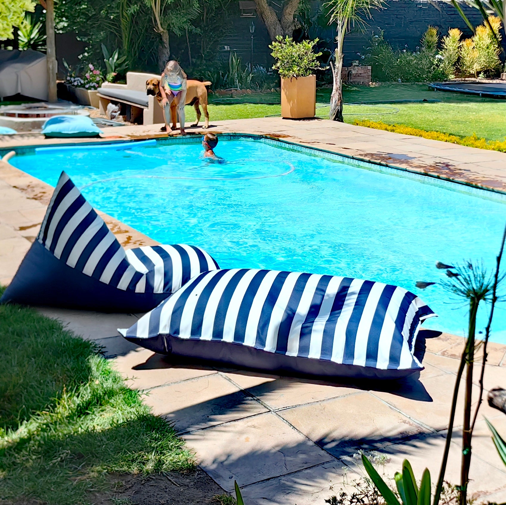 Black and deals white pool loungers